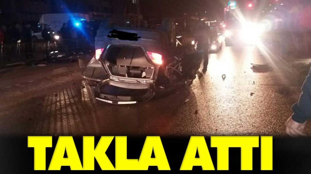 Düz yolda takla attı