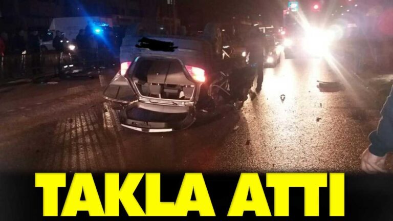 Düz yolda takla attı
