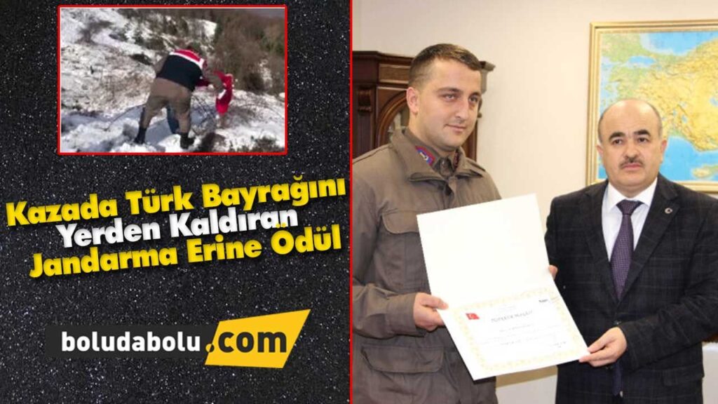 Bayrağımızı Yerden Kaldıran Jandarma Erine Ödül Bayrağımızı Yerden Kaldıran Jandarma Erine Ödül