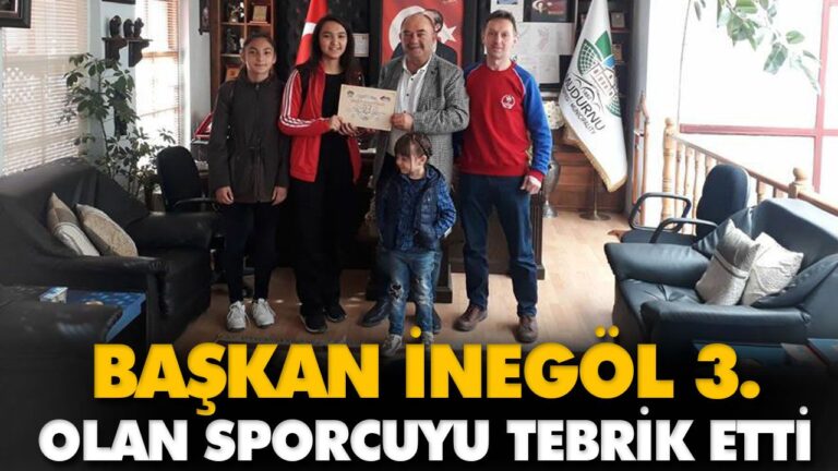 BAŞKAN İNEGÖL 3. OLAN SPORCUYU TEBRİK ETTİ