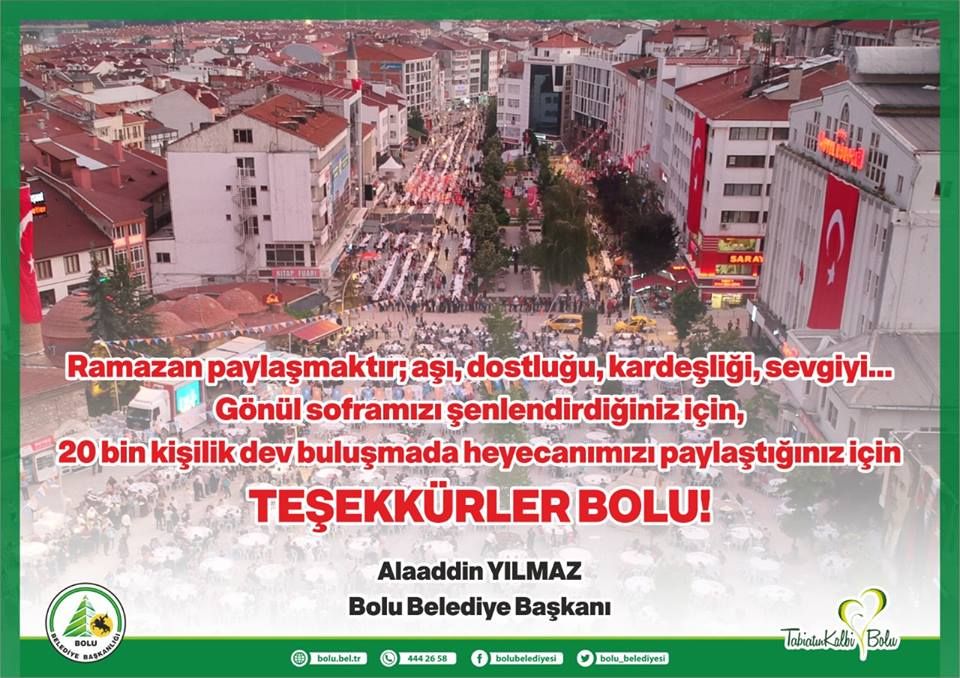 BOLU BELEDİYESİNDEN TEŞEKKÜR