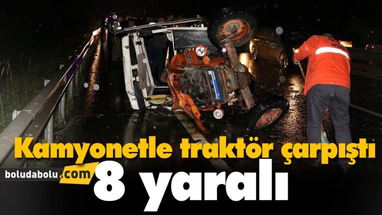 Kamyonetle traktör çarpıştı