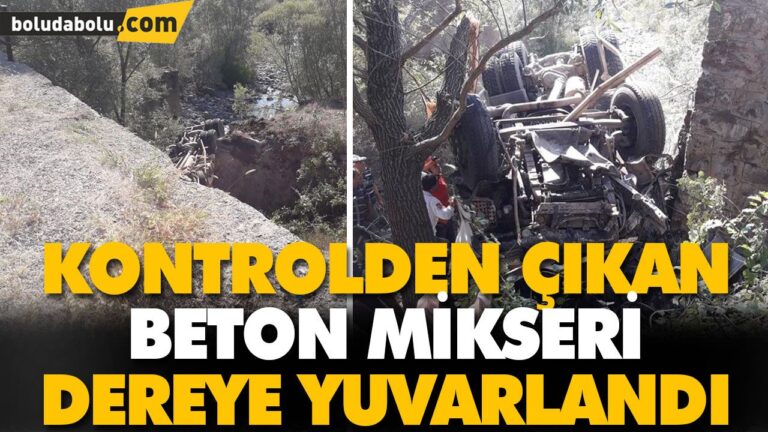 Beton mikseri dereye düştü; sürücü yaralandı