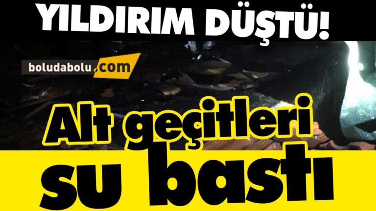 Bolu’da bir eve yıldırım düştü.