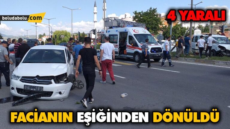 İKİ ARAÇ KAVŞAKTA ÇARPIŞTI 4 KİŞİ YARALANDI