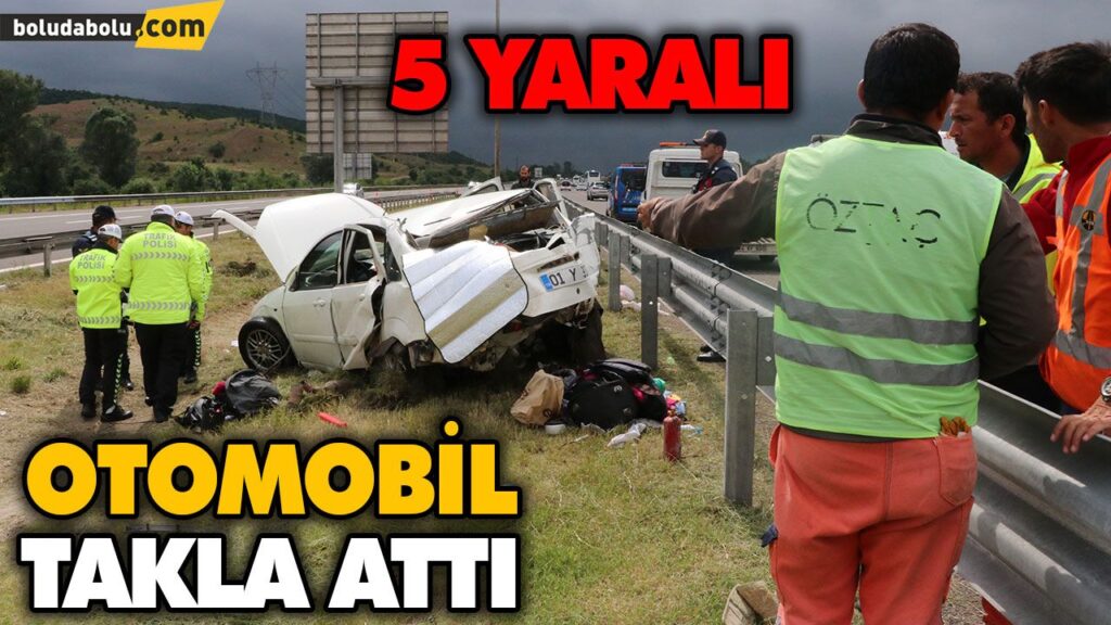 Otomobil takla attı: 5 yaralı Otomobil takla attı: 5 yaralı
