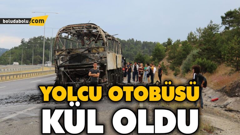 SEYİR HALİNDEKİ YOLCU OTOBÜSÜ YANDI