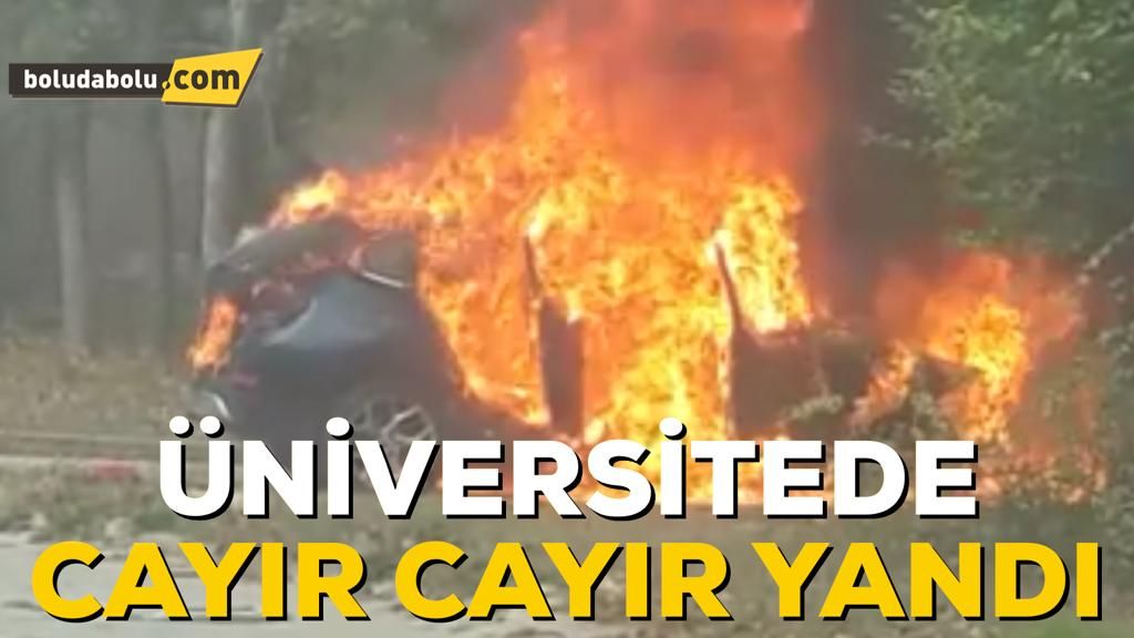 ÜNİVERSİTEDE OTOMOBİL CAYIR CAYIR YANDI ÜNİVERSİTEDE OTOMOBİL CAYIR CAYIR YANDI