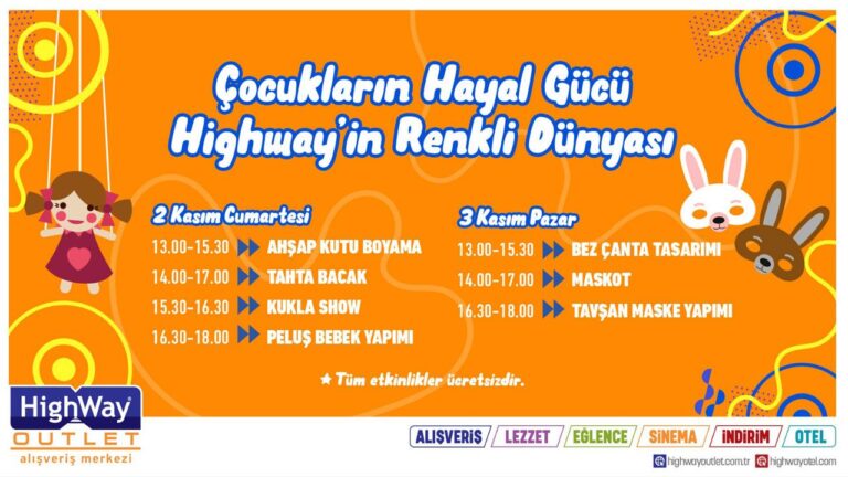 ÇOCUK ATÖLYELERİ KASIM AYI BOYUNCA HIGHWAY’DE!
