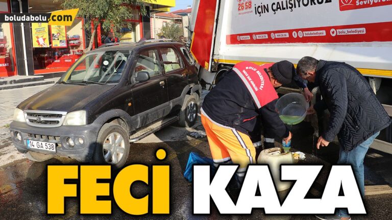 ÇÖP KAMYONUYLA ÇARPIŞAN OTOMOBİLDEKİ 3 KİŞİ YARALANDI