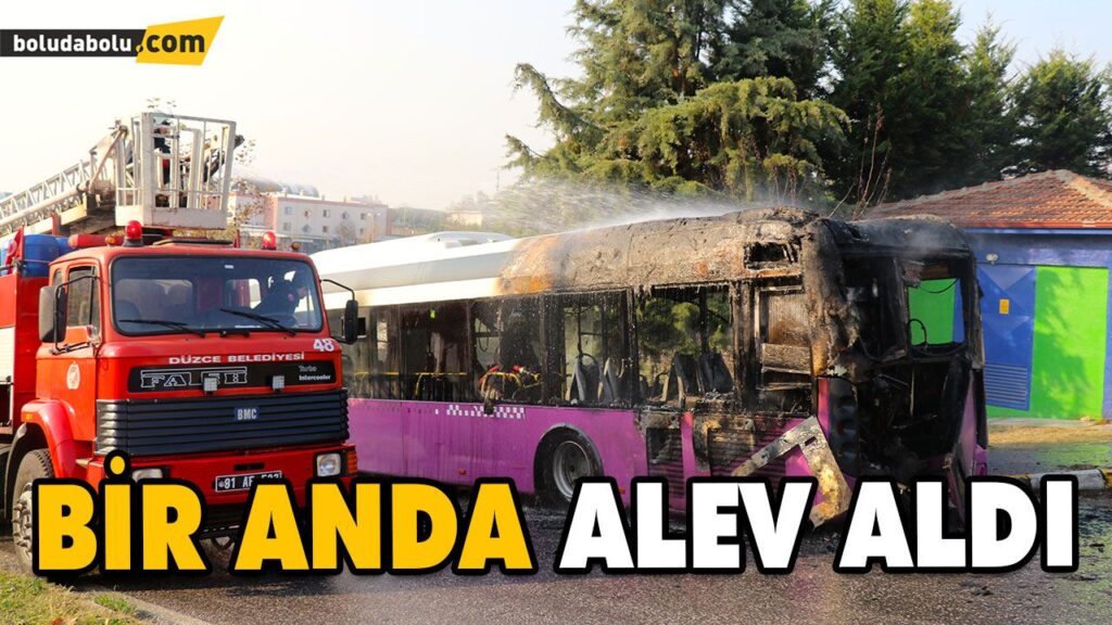 SEYİR HALİNDEKİ HALK OTOBÜSÜ YANDI SEYİR HALİNDEKİ HALK OTOBÜSÜ YANDI