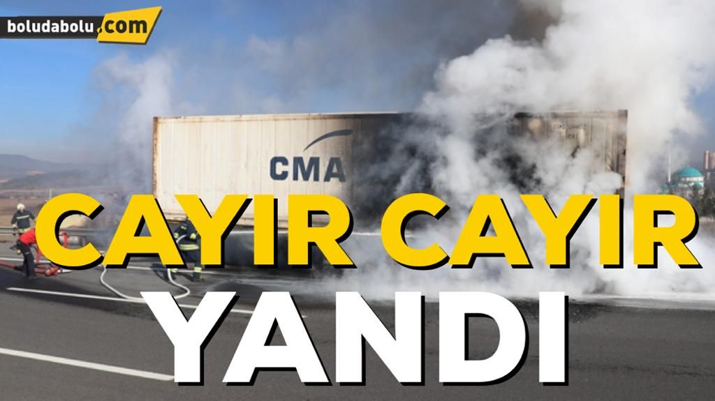 LASTİĞİ PATLAYAN TIRIN DORSESİ ALEV ALEV YANDI LASTİĞİ PATLAYAN TIRIN DORSESİ ALEV ALEV YANDI