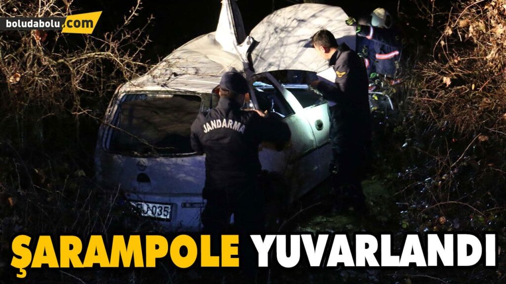 OTOMOBİL ŞARAMPOLE DEVRİLDİ: 5 YARALI OTOMOBİL ŞARAMPOLE DEVRİLDİ: 5 YARALI