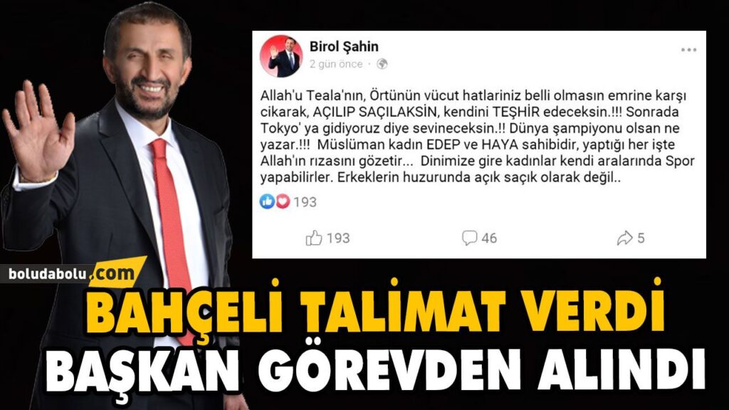 BAHÇELİ TALİMAT VERDİ BAŞKAN GÖREVDEN ALINDI
