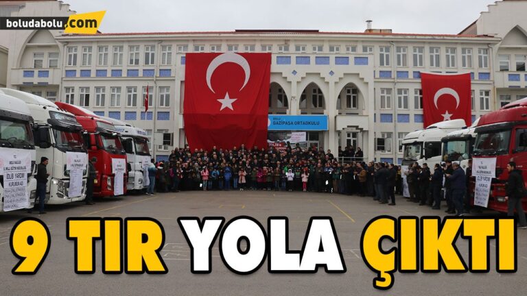 BOLU’DAN İDLİB İÇİN TOPLANAN YARDIMLARI TAŞIYAN 9 TIR YOLA ÇIKTI