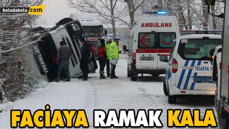 DEVRİLEN HAFRİYAT YÜKLÜ TIRIN SÜRÜCÜSÜ YARALANDI