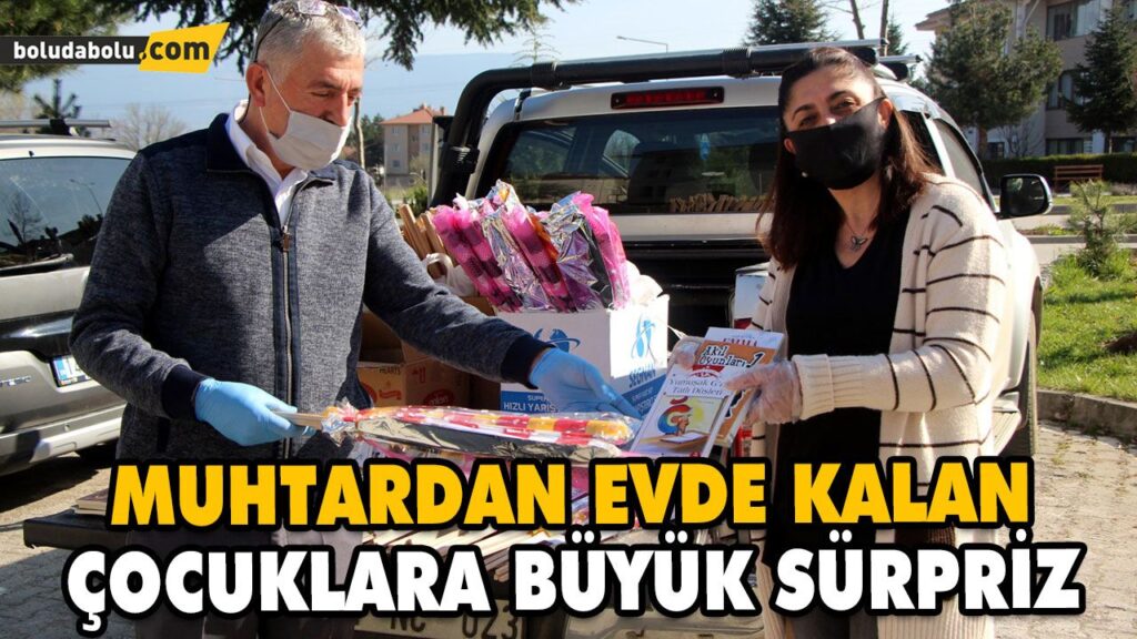 MUHTARDAN EVDE KALAN ÇOCUKLARA BÜYÜK SÜRPRİZ MUHTARDAN EVDE KALAN ÇOCUKLARA BÜYÜK SÜRPRİZ