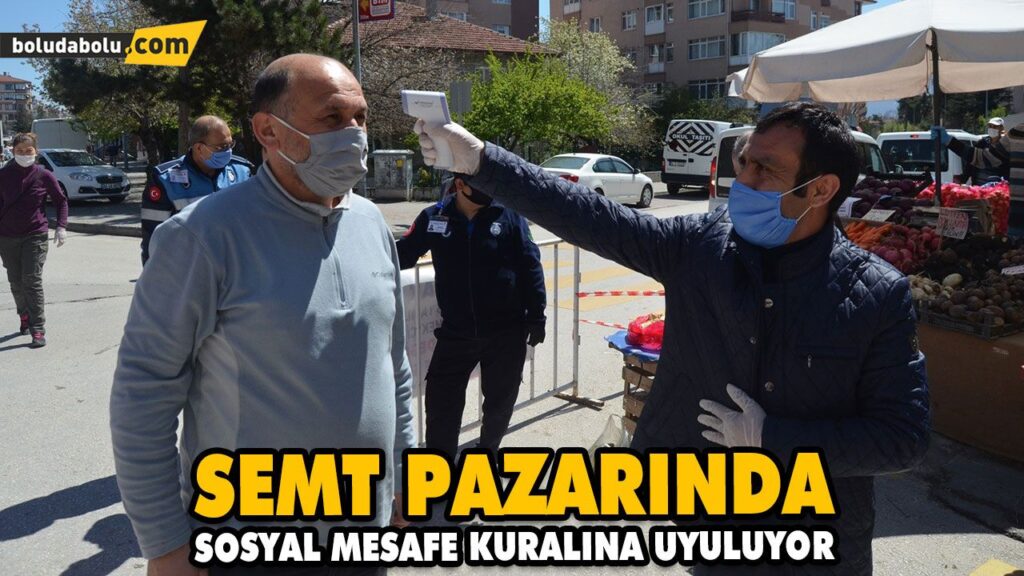 SEMT PAZARINDA SOSYAL MESAFE KURALINA UYULUYOR SEMT PAZARINDA SOSYAL MESAFE KURALINA UYULUYOR