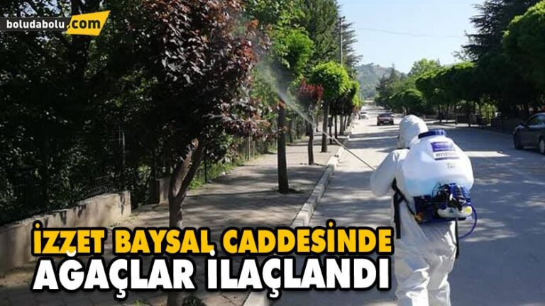 İZZET BAYSAL CADDESİNDE AĞAÇLAR İLAÇLANDI