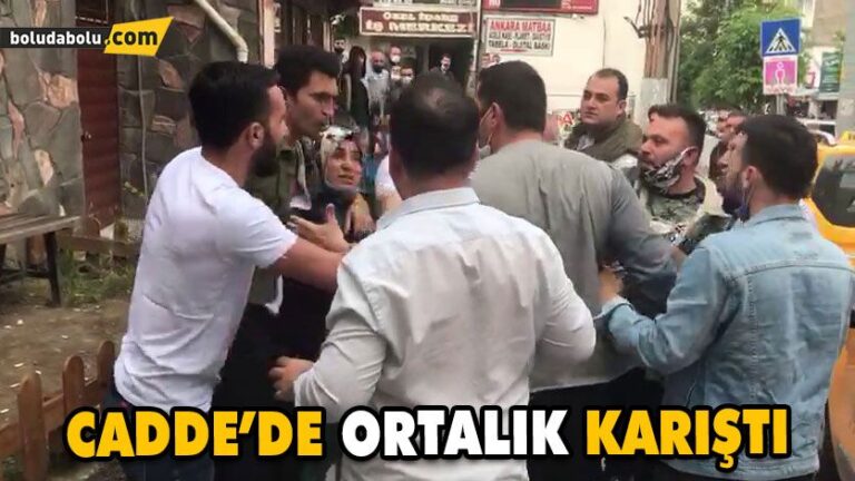 Bolu’da, eşiyle tartışan adama vatandaşlardan sert tepki