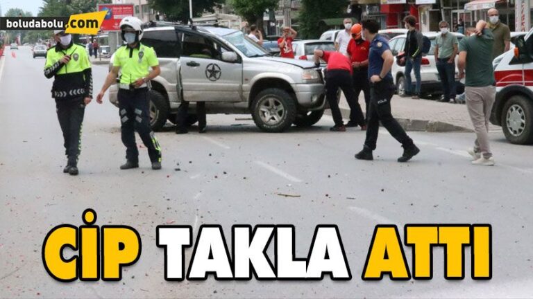 OTOMOBİLLE ÇARPIŞAN CİP TAKLA ATTI: 1 YARALI