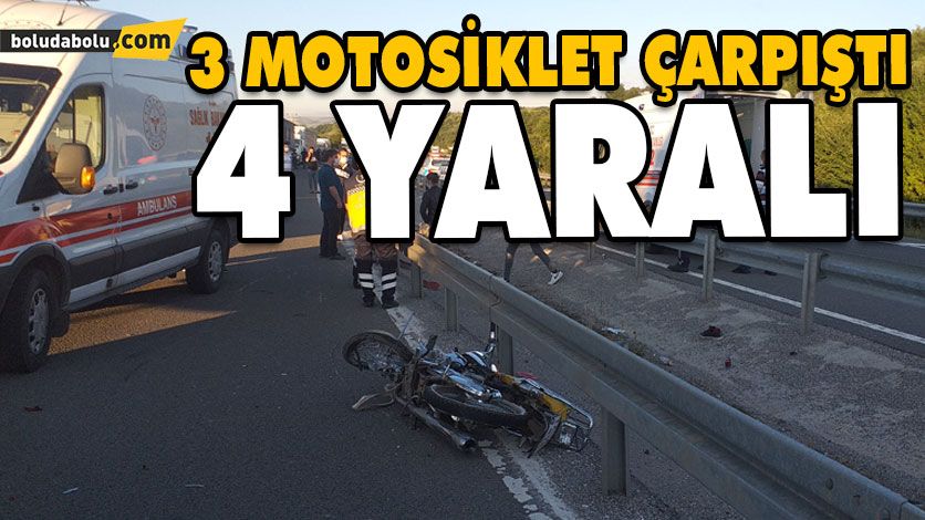 3 Motosiklet Çarpıştı: 4 Yaralı