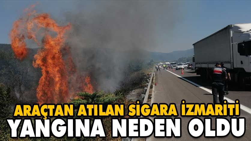 ARAÇTAN ATILAN SİGARA İZMARİTİ YANGINA NEDEN OLDU ARAÇTAN ATILAN SİGARA İZMARİTİ YANGINA NEDEN OLDU