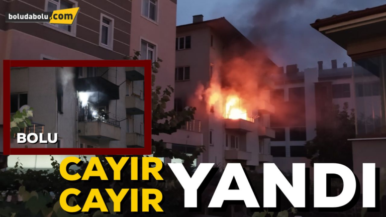 Bolu’da, alev alev yanan evde hasar oluştu