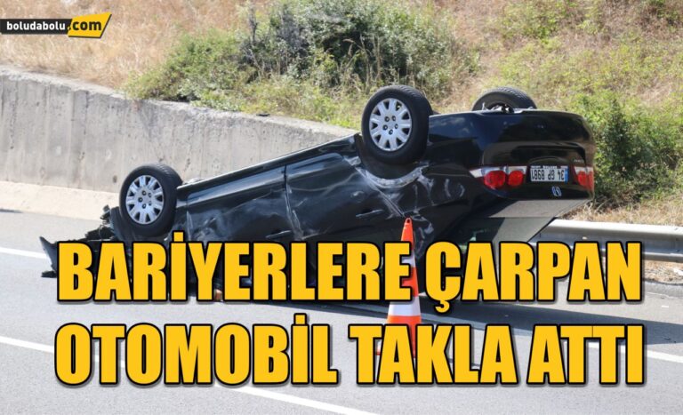 TEM’de bariyerlere çarpan otomobil takla attı: 1 yaralı