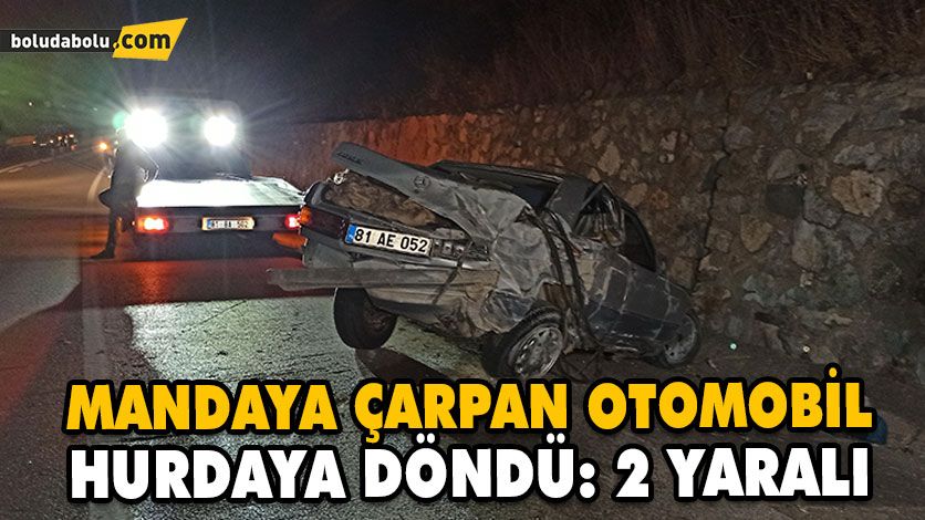 MANDAYA ÇARPAN OTOMOBİL HURDAYA DÖNDÜ: 2 YARALI MANDAYA ÇARPAN OTOMOBİL HURDAYA DÖNDÜ: 2 YARALI