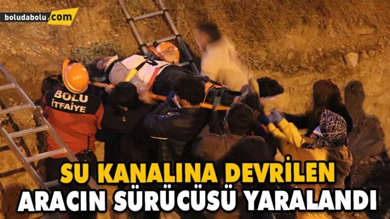 SU KANALINA DEVRİLEN HAFİF TİCARİ ARACIN SÜRÜCÜSÜ YARALANDI