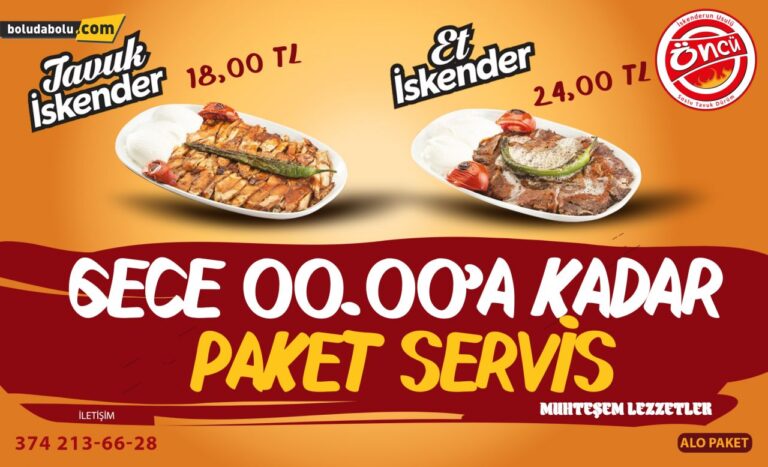 GECE 00.00’A KADAR PAKET SERVİS