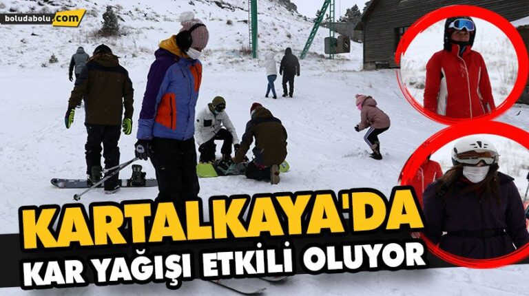 KARTALKAYA’DA KAR YAĞIŞI ETKİLİ OLUYOR