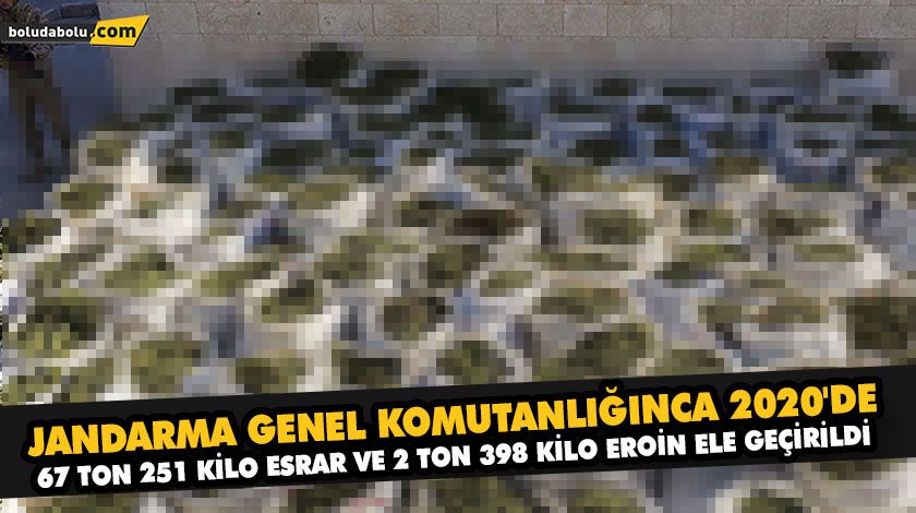 JANDARMA GENEL KOMUTANLIĞINCA 2020’DE 67 TON 251 KİLO ESRAR VE 2 TON 398 KİLO EROİN ELE GEÇİRİLDİ