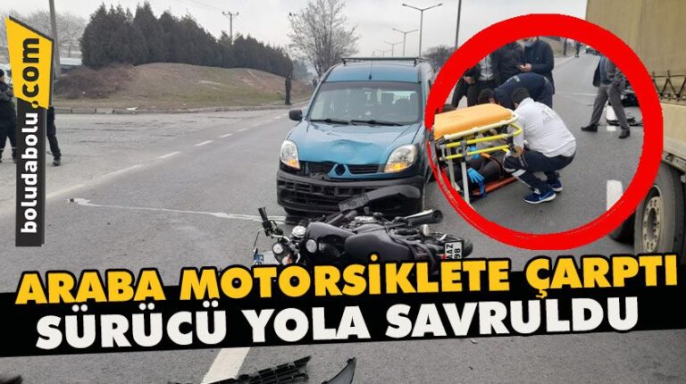 Araba motosiklete çarptı sürücü yola savruldu