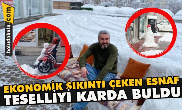 Ekonomik sıkıntı çeken esnaf , teselliyi karda buldu