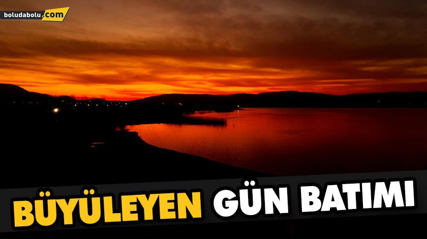 YENİÇAĞA GÖLÜ’NDE GÜN BATIMI GÜZEL GÖRÜNTÜ OLUŞTURDU