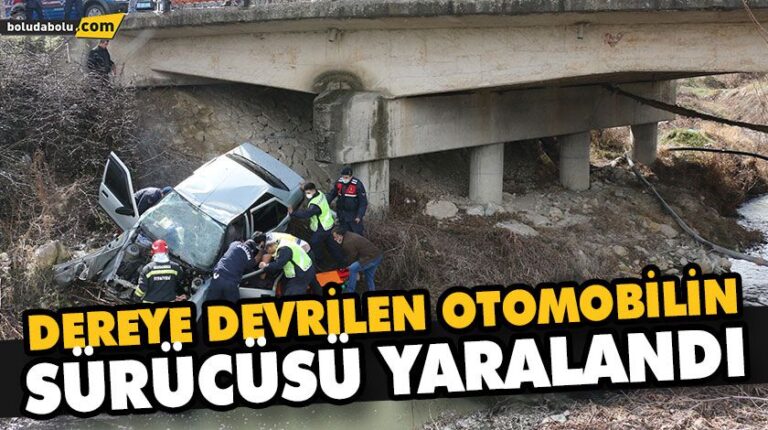 DEREYE DEVRİLEN OTOMOBİLİN SÜRÜCÜSÜ YARALANDI