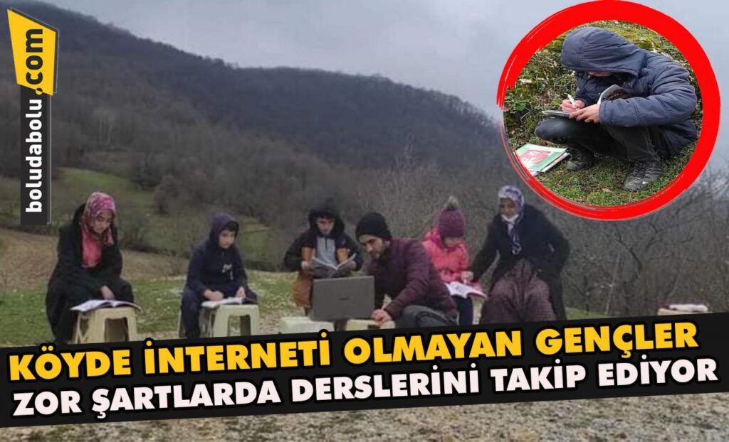 Köyde interneti olmayan gençler zor şartlarda derslerini takip ediyor Köyde interneti olmayan gençler zor şartlarda derslerini takip ediyor