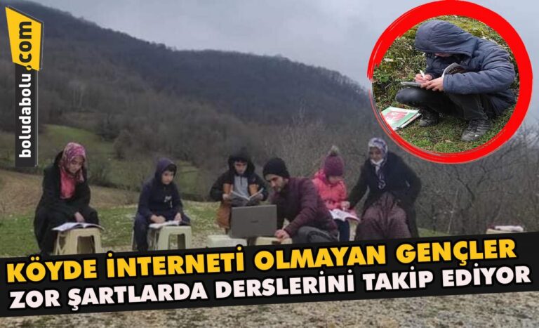 Köyde interneti olmayan gençler zor şartlarda derslerini takip ediyor
