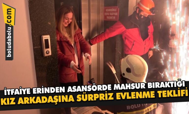 İtfaiye erinden asansörde mahsur bıraktığı kız arkadaşına sürpriz evlenme teklifi