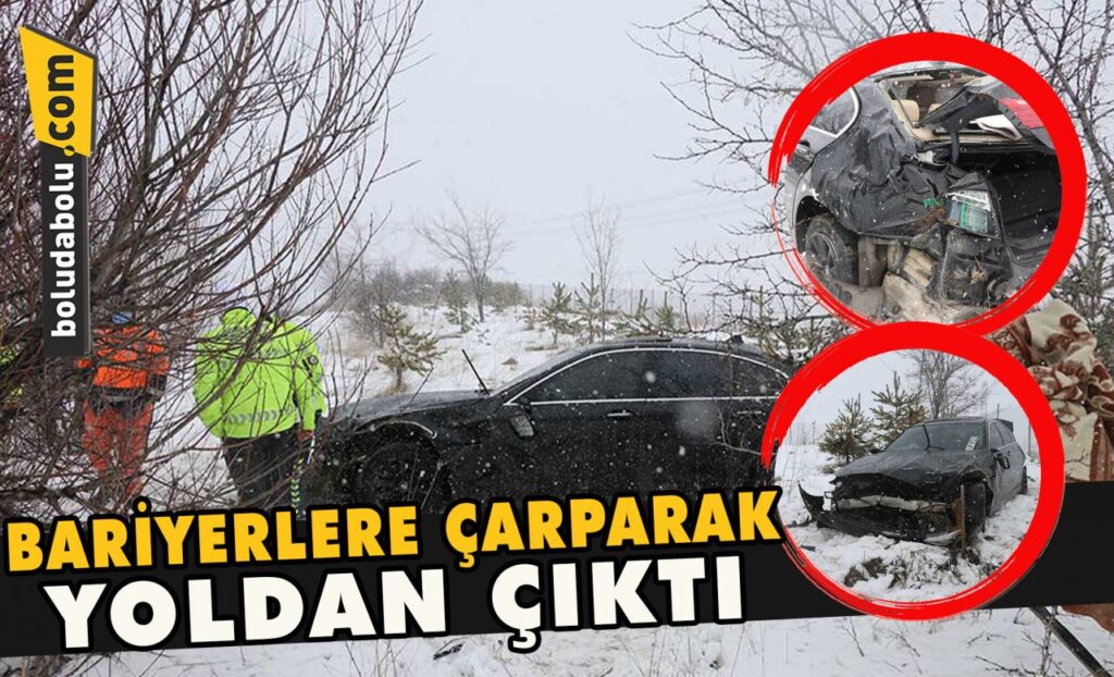 Bariyerlere çarparak yoldan çıktı Bariyerlere çarparak yoldan çıktı