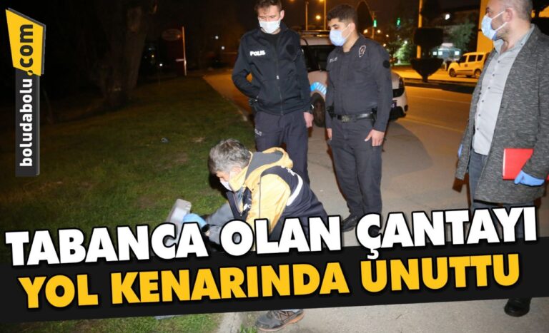 Bolu’da yol kenarında unutulan çantadan silah çıktı