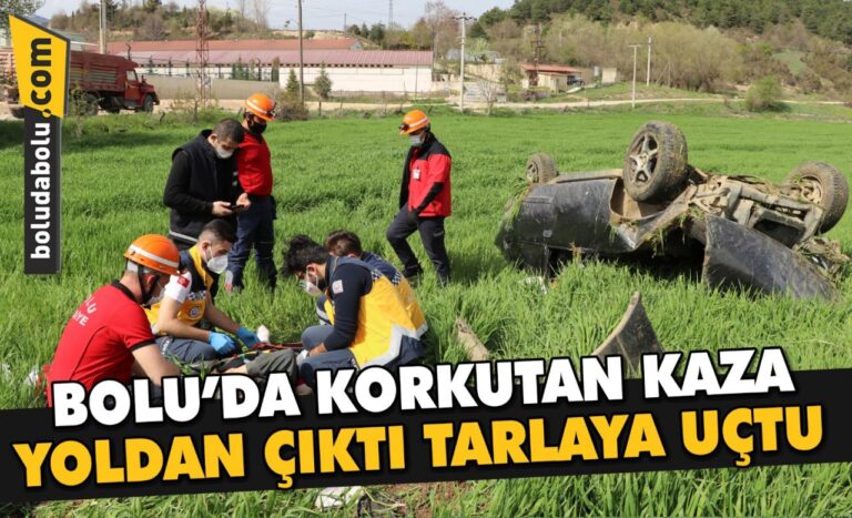 Bolu’da devrilen otomobilin sürücüsü yaralandı
