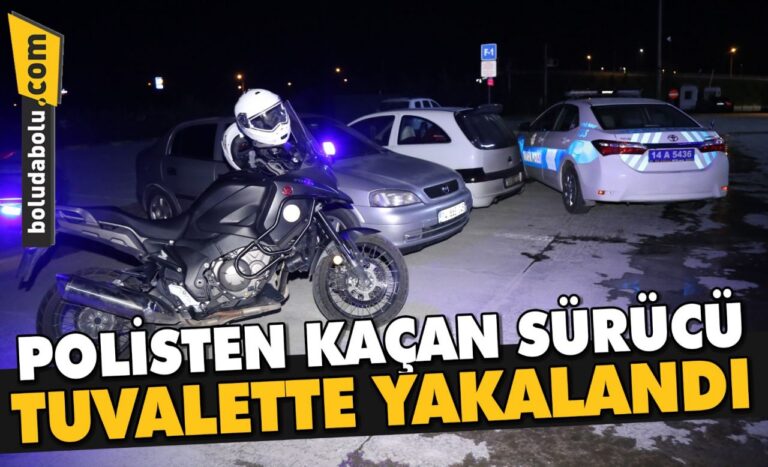 Bolu’da “dur” ihtarına uymayarak kaçan otomobilin sürücüsü akaryakıt istasyonunun tuvaletinde yakalandı