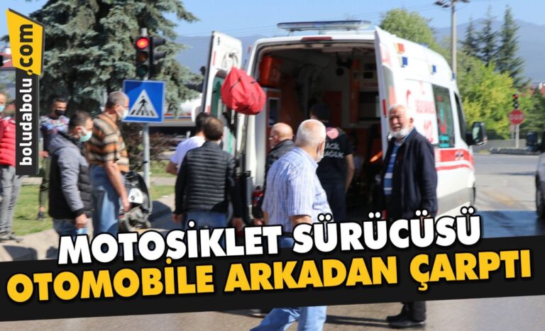 Bolu’da kırmızı ışıkta bekleyen araca çarpan motosiklet sürücüsü yaralandı