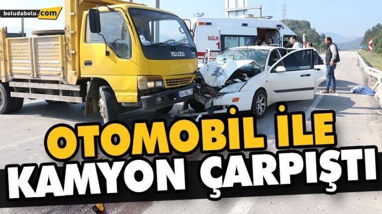 OTOMOBİL İLE KAMYON ÇARPIŞTI: 4 YARALI
