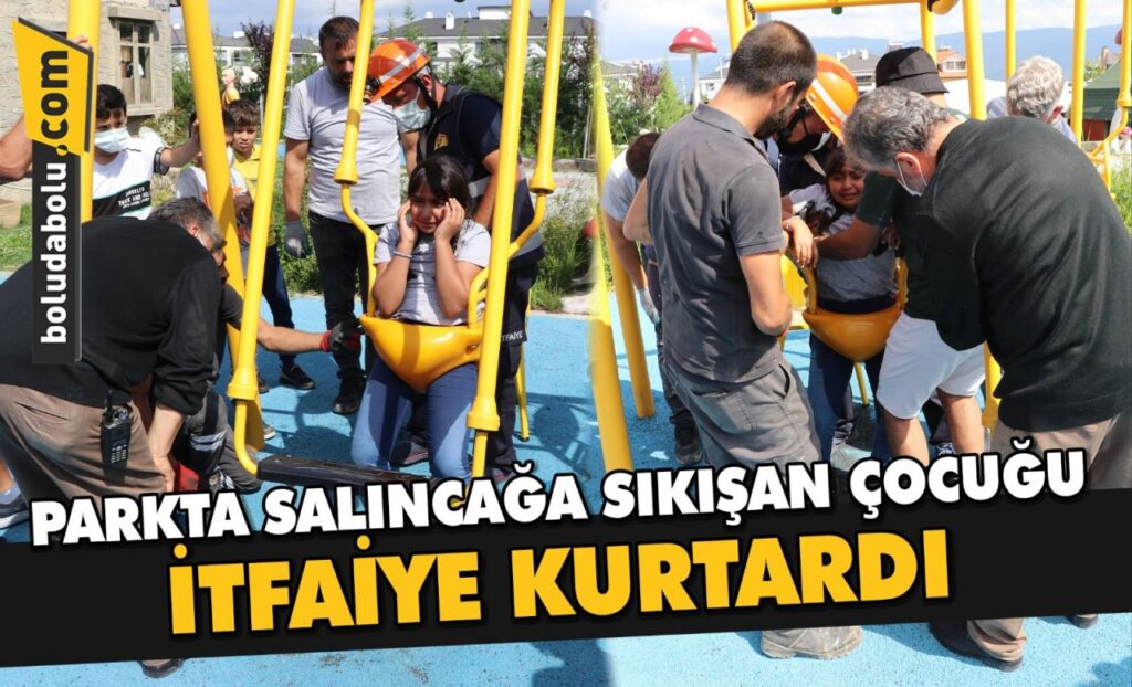 Bolu’da parktaki salıncağa sıkışan Katarlı çocuğu itfaiye kurtardı Bolu’da parktaki salıncağa sıkışan Katarlı çocuğu itfaiye kurtardı