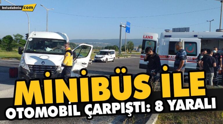 MİNİBÜS İLE OTOMOBİL ÇARPIŞTI: 8 YARALI