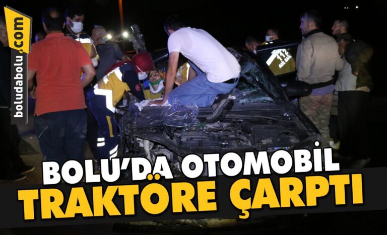 Bolu’da otomobil traktör römorkuna çarptı: 2 yaralı